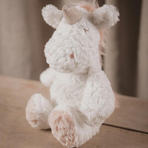 Мягкая игрушка Mrs. Ertha "Единорог Mrs. Peggie", белая с розовым, 31 см